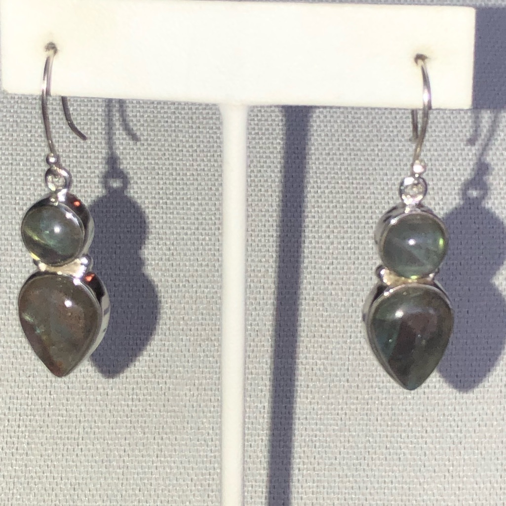 Green Labradorite Gemstones In Sterling Silver Earrings 89$